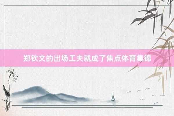 郑钦文的出场工夫就成了焦点体育集锦