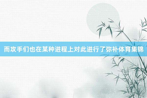 而攻手们也在某种进程上对此进行了弥补体育集锦
