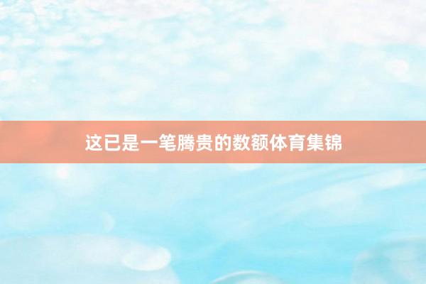 这已是一笔腾贵的数额体育集锦