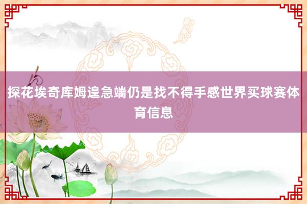 探花埃奇库姆遑急端仍是找不得手感世界买球赛体育信息