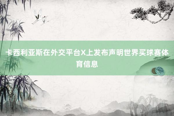 卡西利亚斯在外交平台X上发布声明世界买球赛体育信息